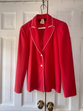 Harve Benard Pink Pant Suit with White Piping